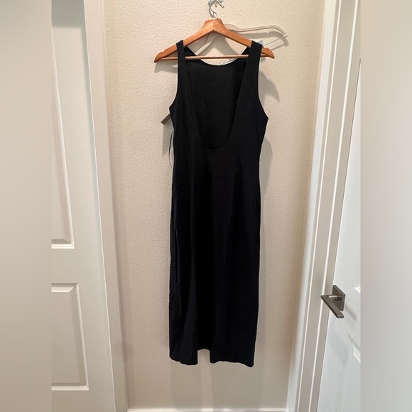 Massimo Dutti NWT Black Schwarz Sleeveless Linen Blend Open Back Midi Dress Sz M - Picture 4 of 5